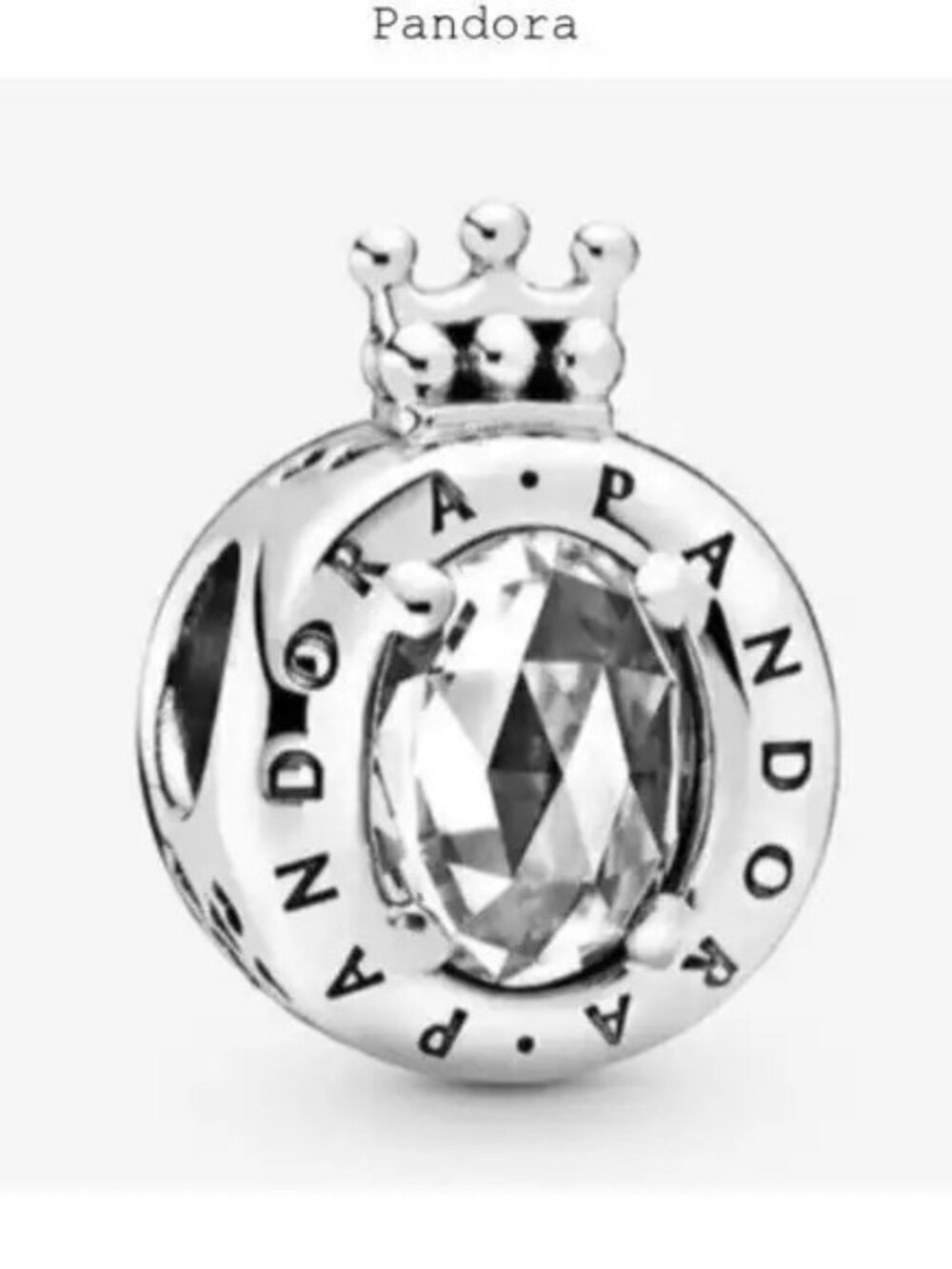 Pandora Sterling Silver Clear Sparkling Crown O Charm For Bracelet S925ALE Silve